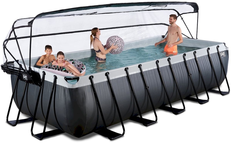 EXIT Black Leather zwembad - 540 x 250 x 122 cm - met zandfilterpomp, trap en overkapping