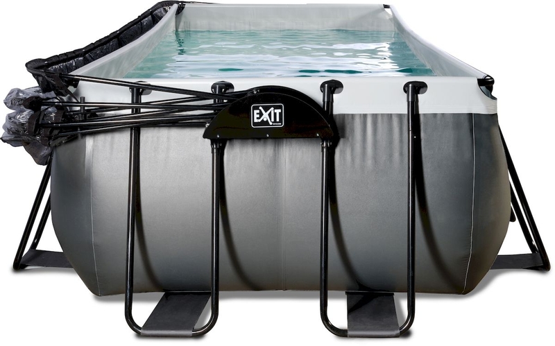 EXIT Black Leather zwembad - 540 x 250 x 122 cm - met zandfilterpomp, trap en overkapping