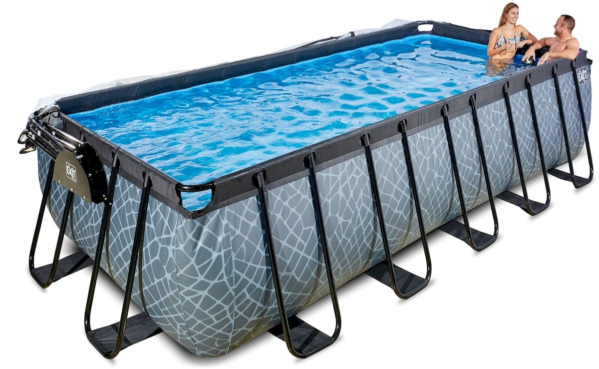 EXIT Stone zwembad - 540 x 250 x 122 cm - met zandfilterpomp, trap en overkapping 