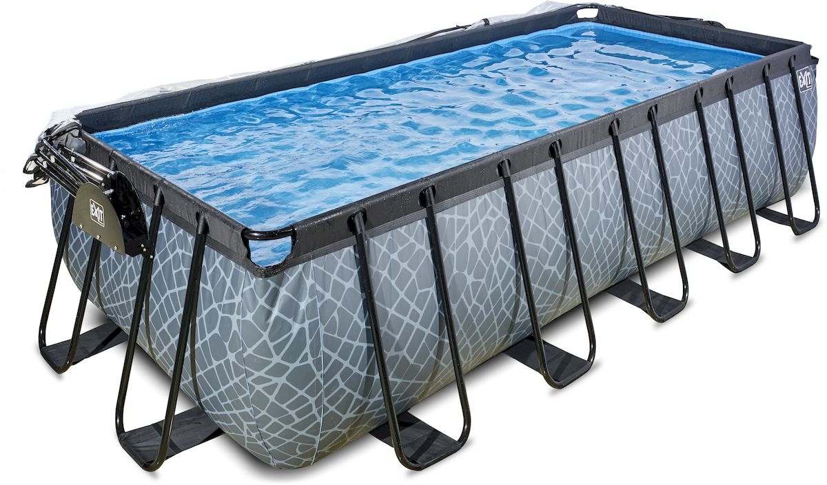 EXIT Stone zwembad - 540 x 250 x 122 cm - met zandfilterpomp, trap en overkapping 