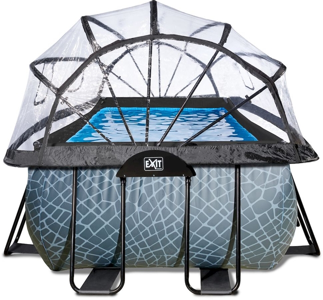 EXIT Stone zwembad - 540 x 250 x 122 cm - met zandfilterpomp, trap en overkapping