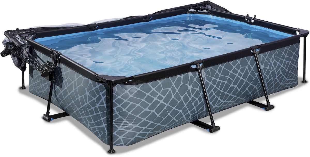 EXIT Stone zwembad - 220 x 150 x 65 cm - met filterpomp en overkapping 
