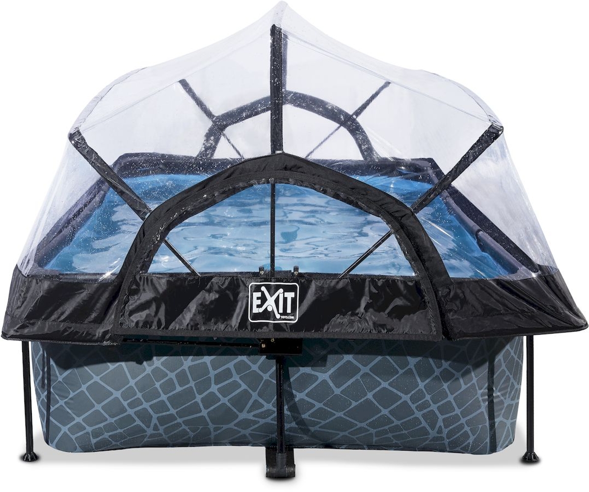 EXIT Stone zwembad - 220 x 150 x 65 cm - met filterpomp en overkapping 