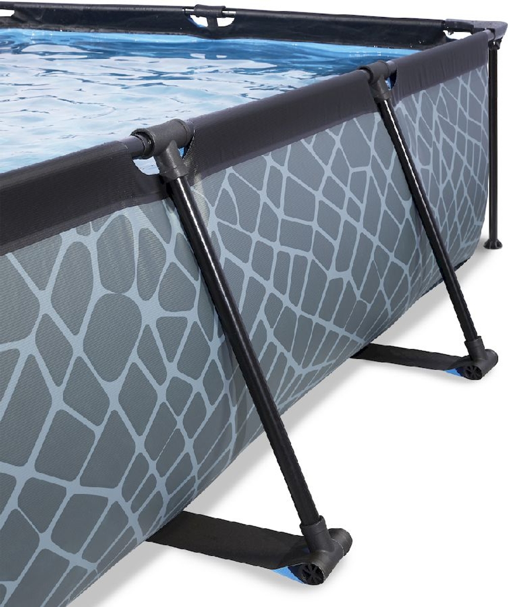 EXIT Stone zwembad - 220 x 150 x 65 cm - met filterpomp en overkapping 
