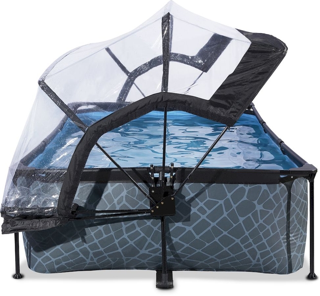 EXIT Stone zwembad - 220 x 150 x 65 cm - met filterpomp en overkapping 