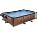 EXIT Wood zwembad - 220 x 150 x 65 cm - met filterpomp en overkapping