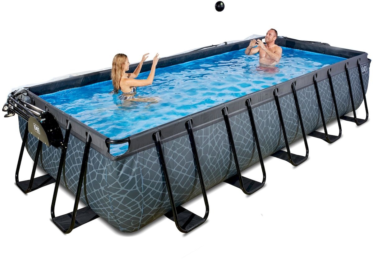 EXIT Stone zwembad - 540 x 250 x 100 cm - met zandfilterpomp, trap en overkapping 