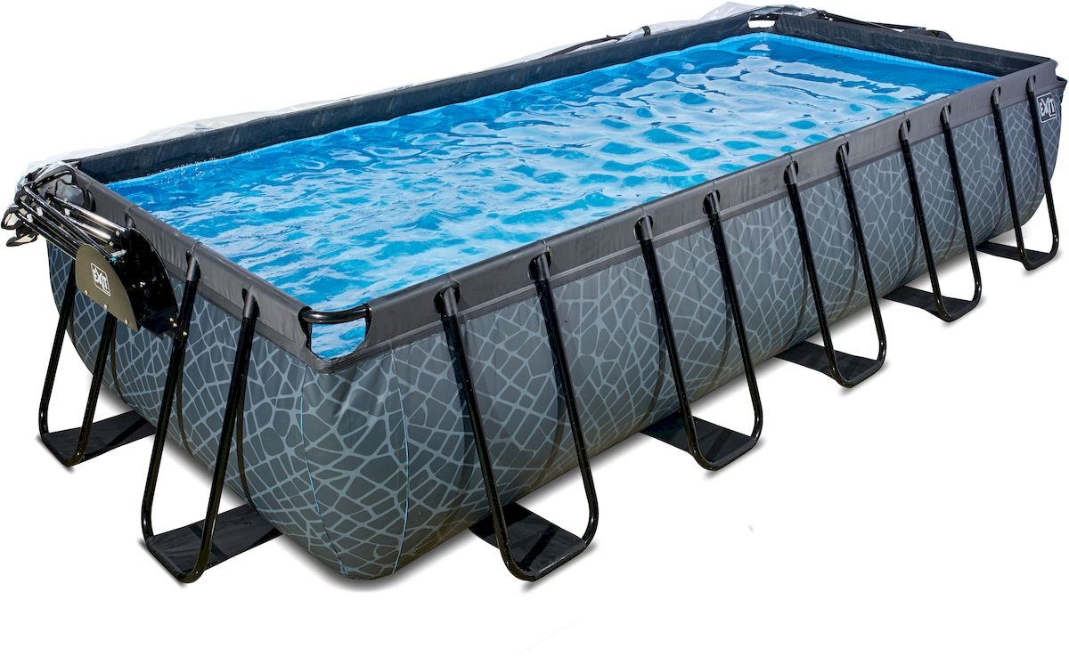 EXIT Stone zwembad - 540 x 250 x 100 cm - met zandfilterpomp, trap en overkapping 