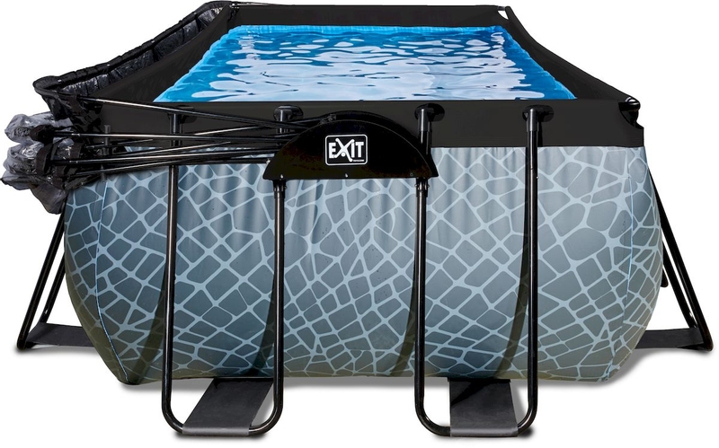 EXIT Stone zwembad - 540 x 250 x 100 cm - met zandfilterpomp, trap en overkapping