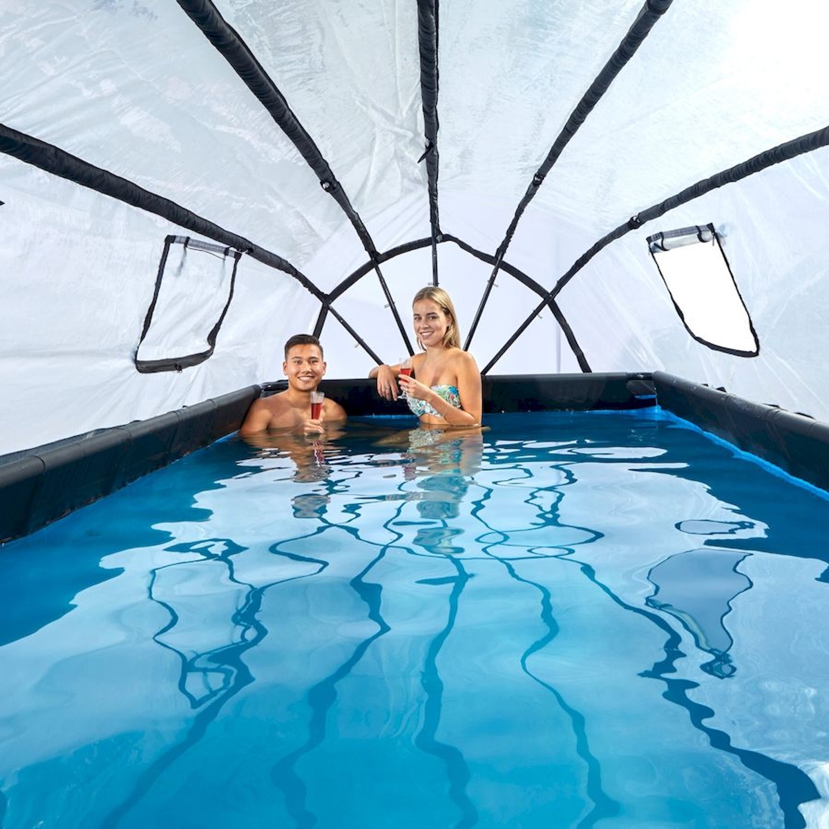 EXIT Wood zwembad - 540 x 250 x 100 cm - met zandfilterpomp, trap en overkapping 