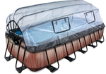 EXIT Wood zwembad - 540 x 250 x 100 cm - met zandfilterpomp, trap en overkapping