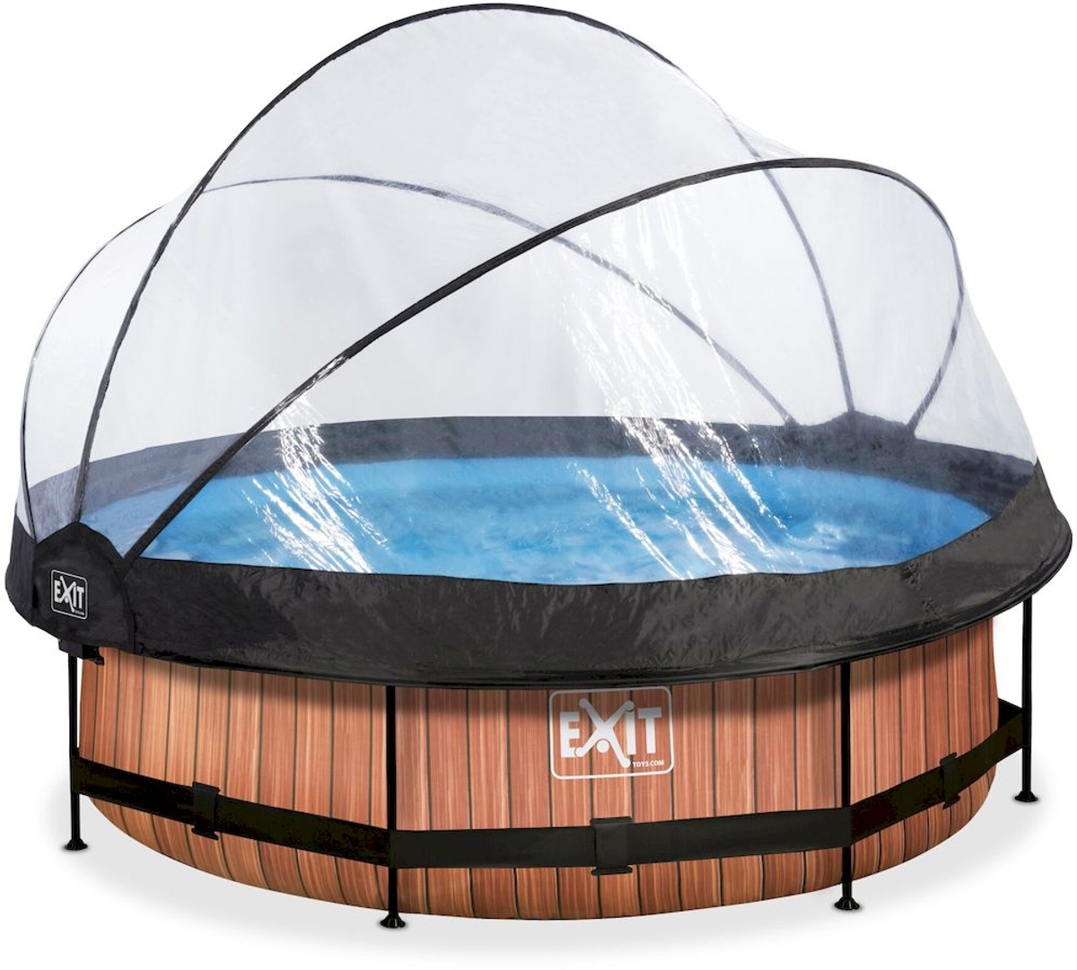 EXIT Wood zwembad met filterpomp en overkapping dicht