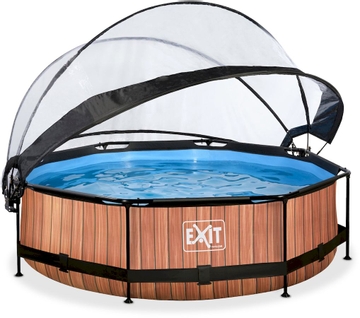 EXIT Wood zwembad - 300 x 76 cm - met filterpomp en overkapping 