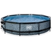EXIT Stone zwembad - 360 x 76 cm - met filterpomp en overkapping open