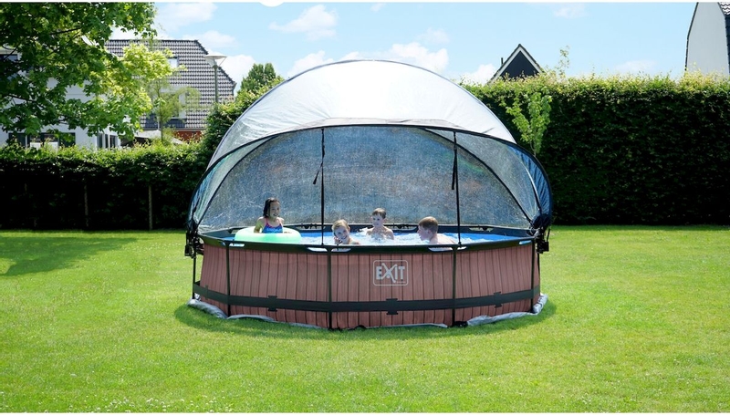 EXIT Stone zwembad - 360 x 76 cm - met filterpomp en overkapping sfeerbeeld tuin