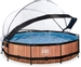 EXIT Wood zwembad - 360 x 76 cm - met filterpomp en overkapping
