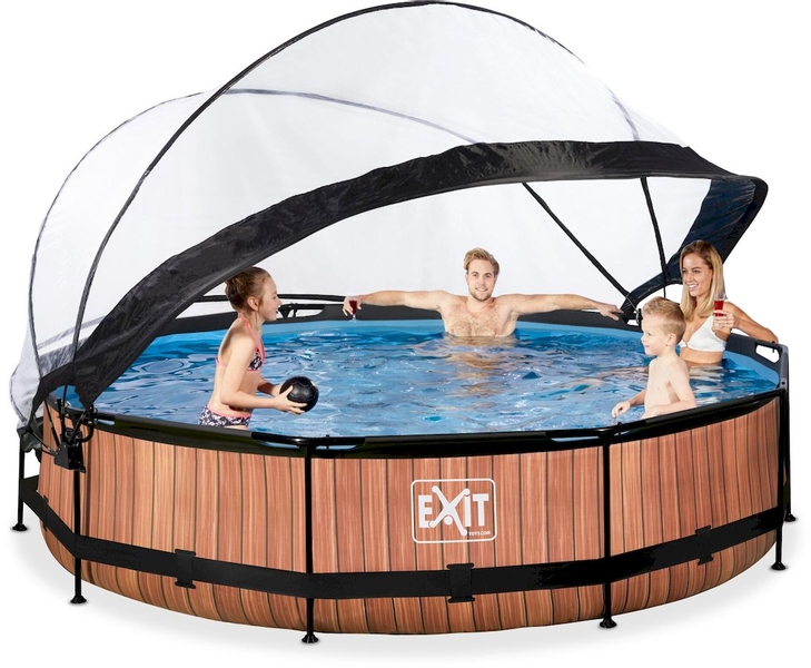 EXIT Wood zwembad - 360 x 76 cm - met filterpomp en overkapping sfeerbeeld