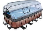 EXIT Wood zwembad - 400 x 200 x 100 cm - met zandfilterpomp, trap en overkapping