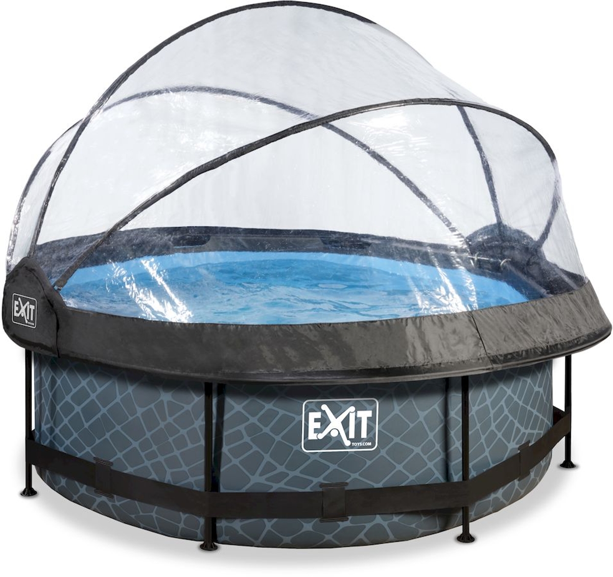 EXIT Stone zwembad - 244 x 76 cm - met filterpomp en overkapping 