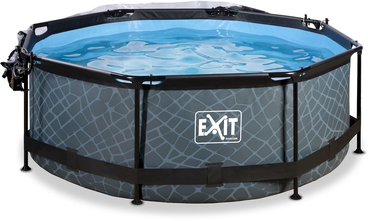 EXIT Stone zwembad - 244 x 76 cm - met filterpomp en overkapping 