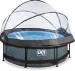 EXIT Stone zwembad - 244 x 76 cm - met filterpomp en overkapping 