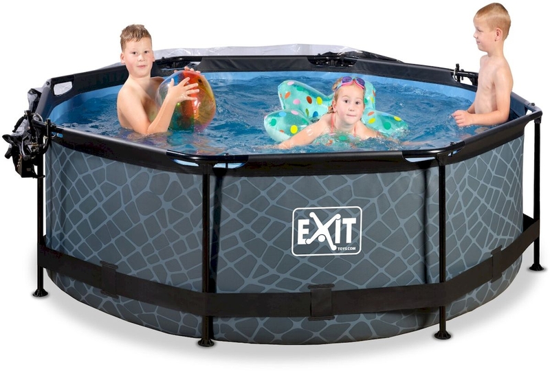 EXIT Stone zwembad - 244 x 76 cm - met filterpomp en overkapping 