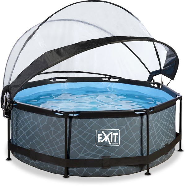 EXIT Stone zwembad - 244 x 76 cm - met filterpomp en overkapping 