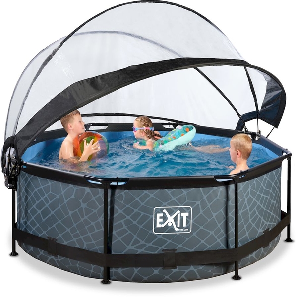 EXIT Stone zwembad - 244 x 76 cm - met filterpomp en overkapping 