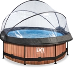 EXIT Wood zwembad - 244 x 76 cm - met filterpomp en overkapping