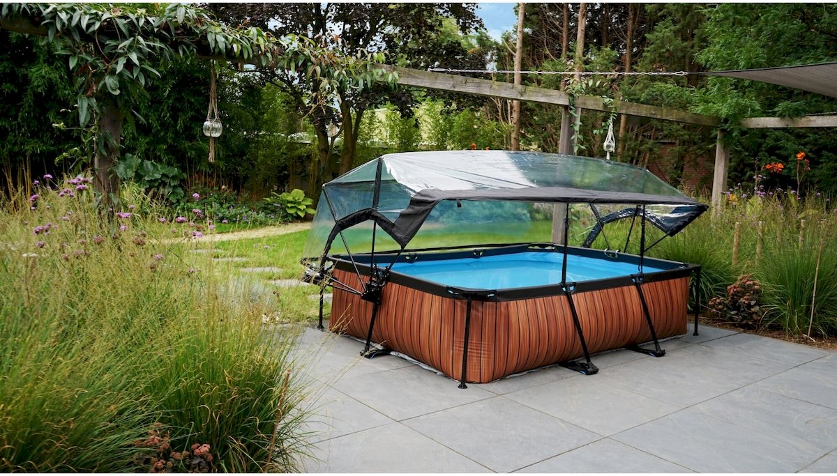 EXIT Lime zwembad - 300 x 200 x 65 cm - met filterpomp en overkapping sfeerbeeld tuin