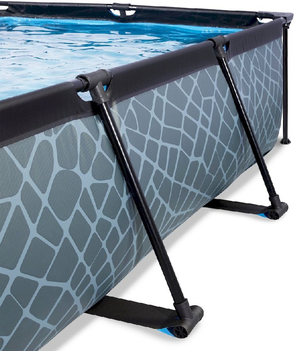 EXIT Stone zwembad - 300 x 200 x 65 cm - met filterpomp en overkapping rand