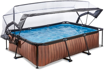 EXIT Wood zwembad - 300 x 200 x 65 cm - met filterpomp en overkapping