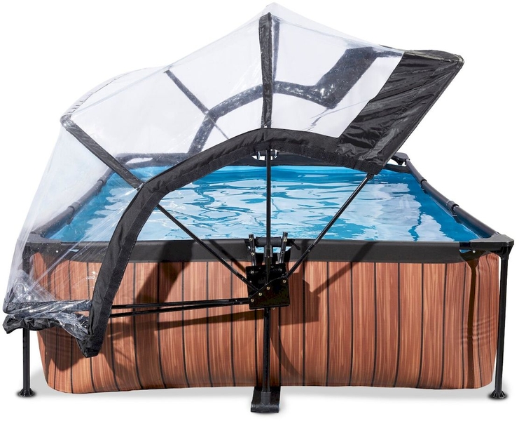 EXIT Wood zwembad - 300 x 200 x 65 cm - met filterpomp en overkapping open zijkant