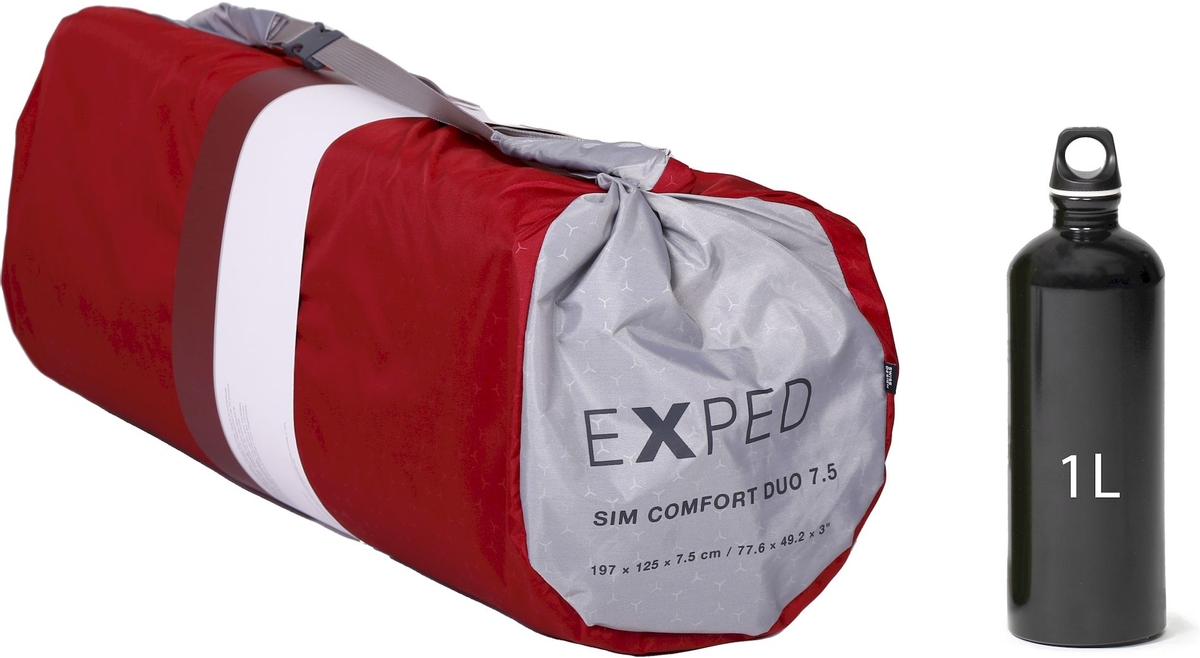 Exped SIM Comfort Duo 7.5 slaapmat - Robijnrood opbergtas naast 1L