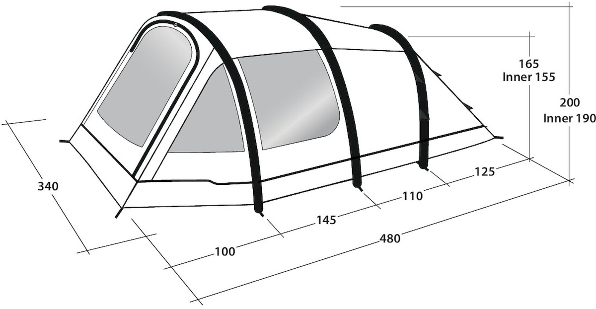 Outwell Starhill 5A opblaasbare tunneltent - 3 persoons