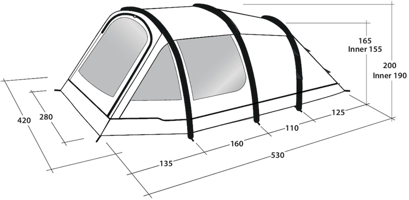 Outwell Starhill 6A opblaasbare tunneltent - 6 persoons
