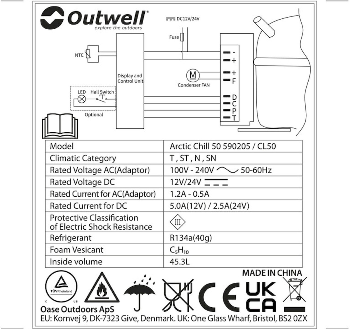 Outwell Arctic Chill compressor koelbox - 45 liter - Blauw