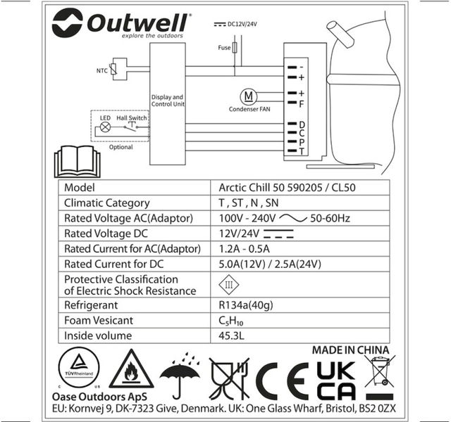 Outwell Arctic Chill compressor koelbox - 45 liter - Blauw