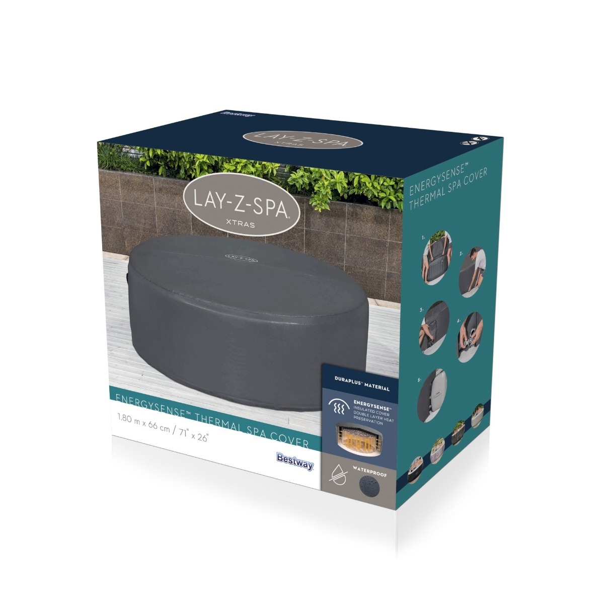 Lay-Z spa energiebesparende cover rond - 4 persoons verpakking