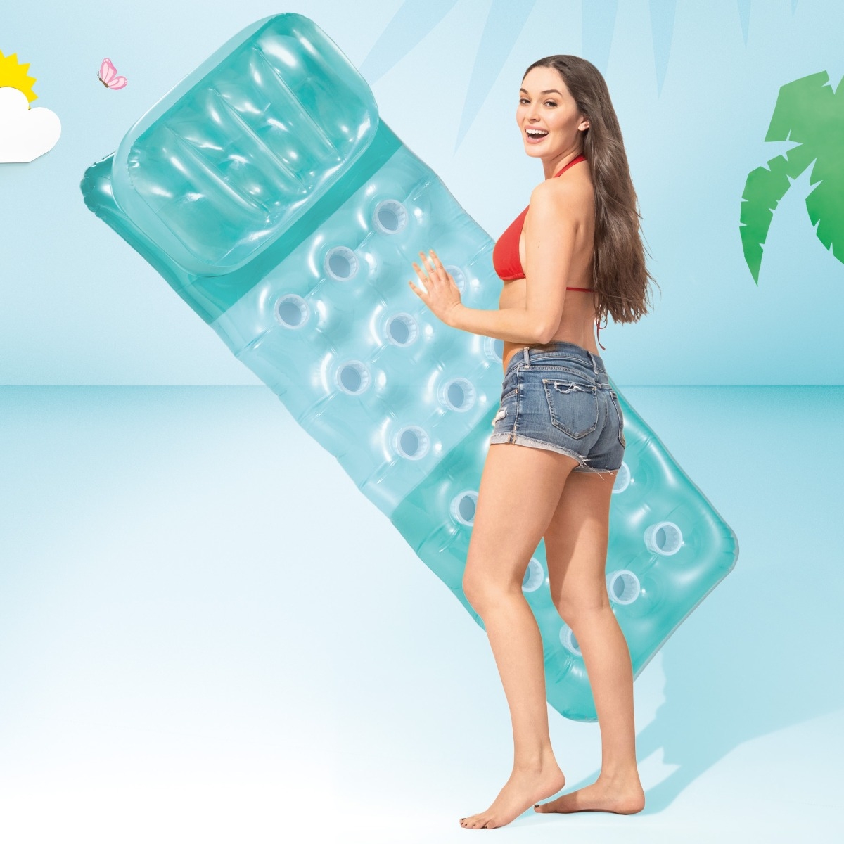 Intex 18-Pocket luchtbed met kijkraampje - Blauw