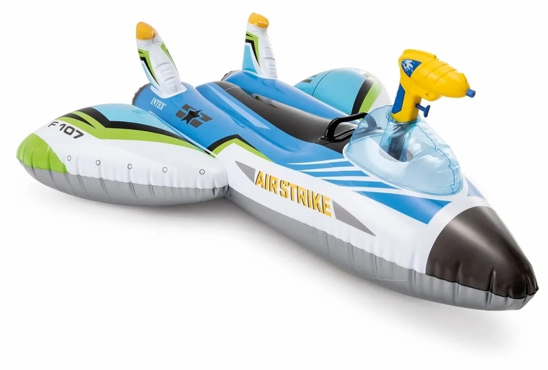 Intex opblaasbaar vliegtuig met waterpistool - Blauw

