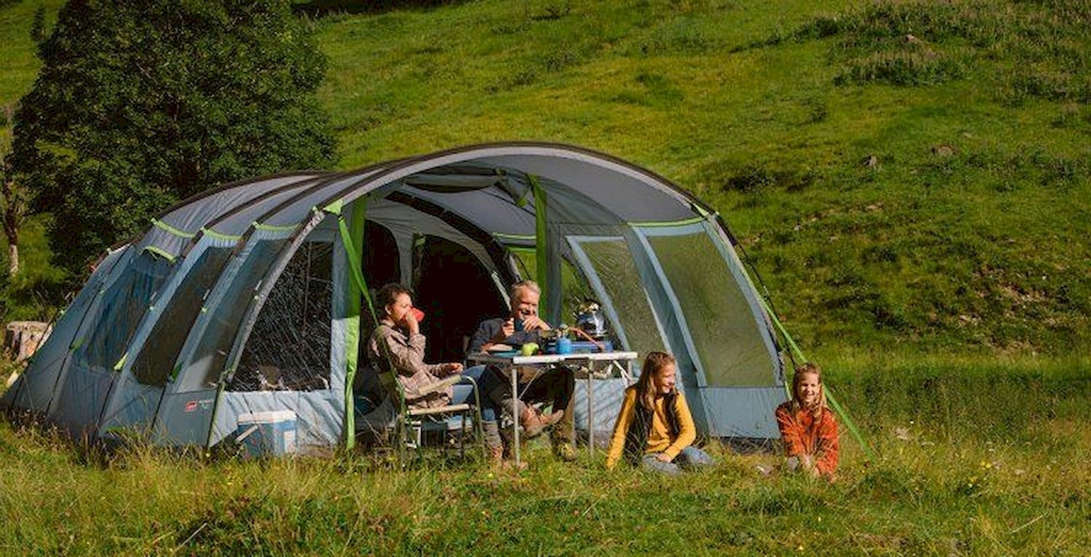 Tente Familiale Coleman Meadowood Air - 4 Places, Compartiments Sombres, étanche 4000 Mm, Montage Rapide