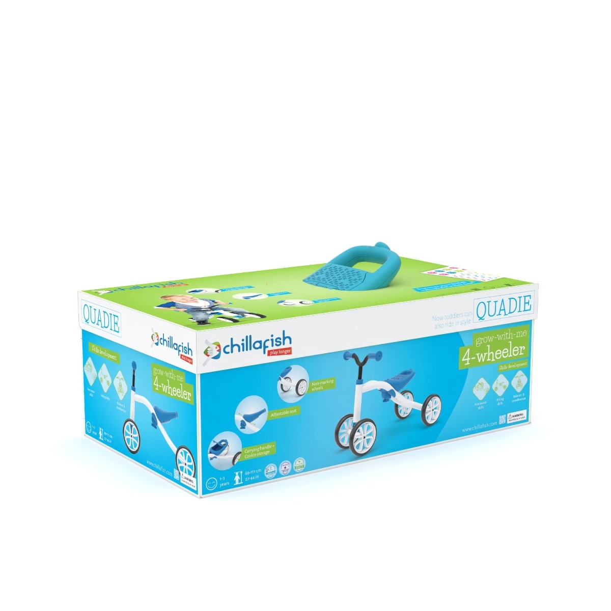 Chillafish Quadie loopfiets - Blauw - verpakking