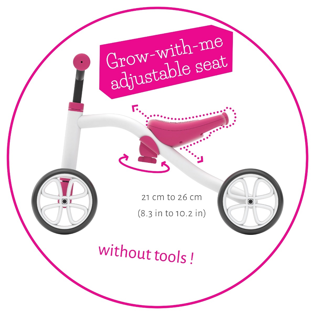 Chillafish Quadie loopfiets - Roze - zadel