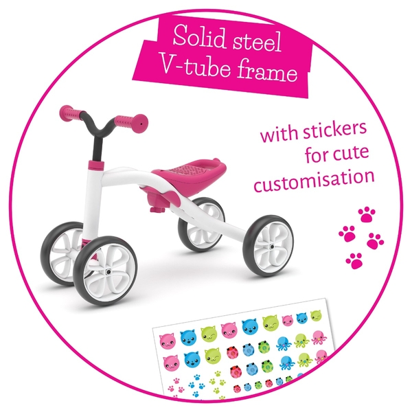 Chillafish Quadie loopfiets - Roze - stickers