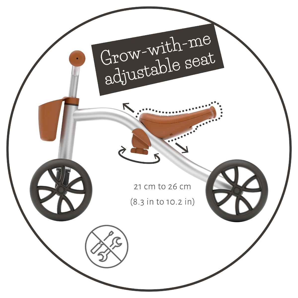 Chillafish Quadie 2 loopfiets - Zilver - zadel