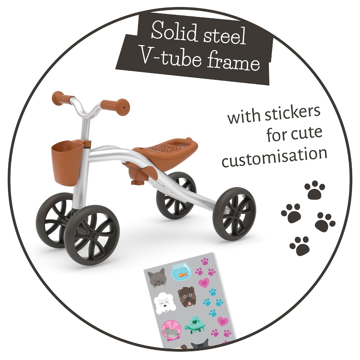 Chillafish Quadie 2 loopfiets - Zilver - stickers