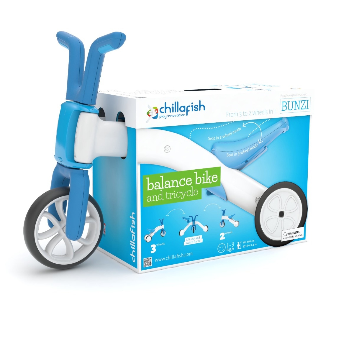 Chillafish Bunzi loopfiets - Blauw - verpakking