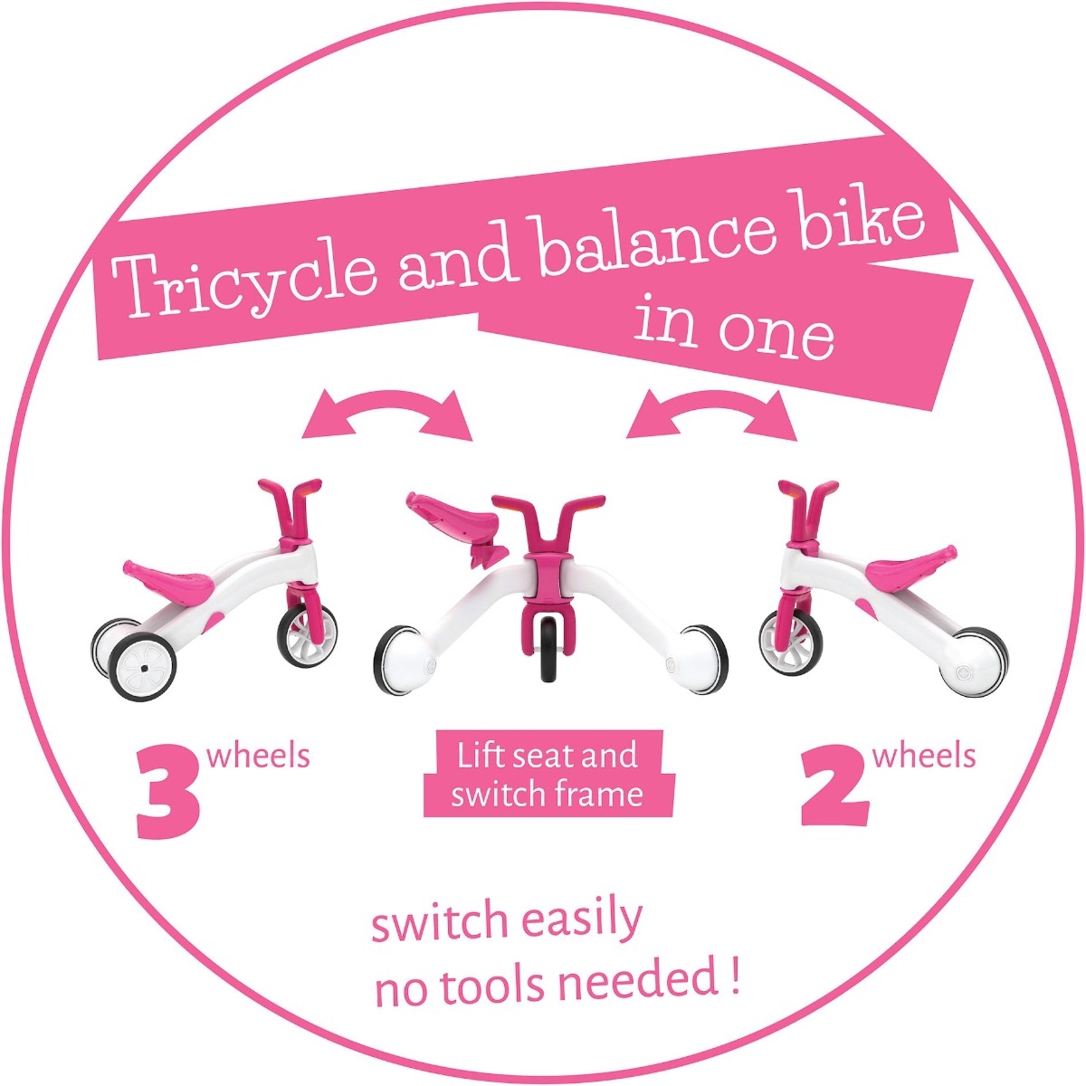 Chillafish Bunzi loopfiets - Roze - 2 in 1