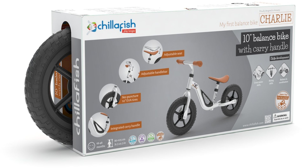 Chillafish Charlie loopfiets - Zilver - verpakking